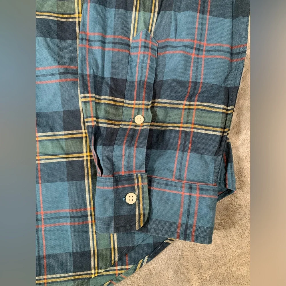 Ralph Lauren Button Down Shirt Mens‎ XXL Blue Green Plaid Classic Fit
